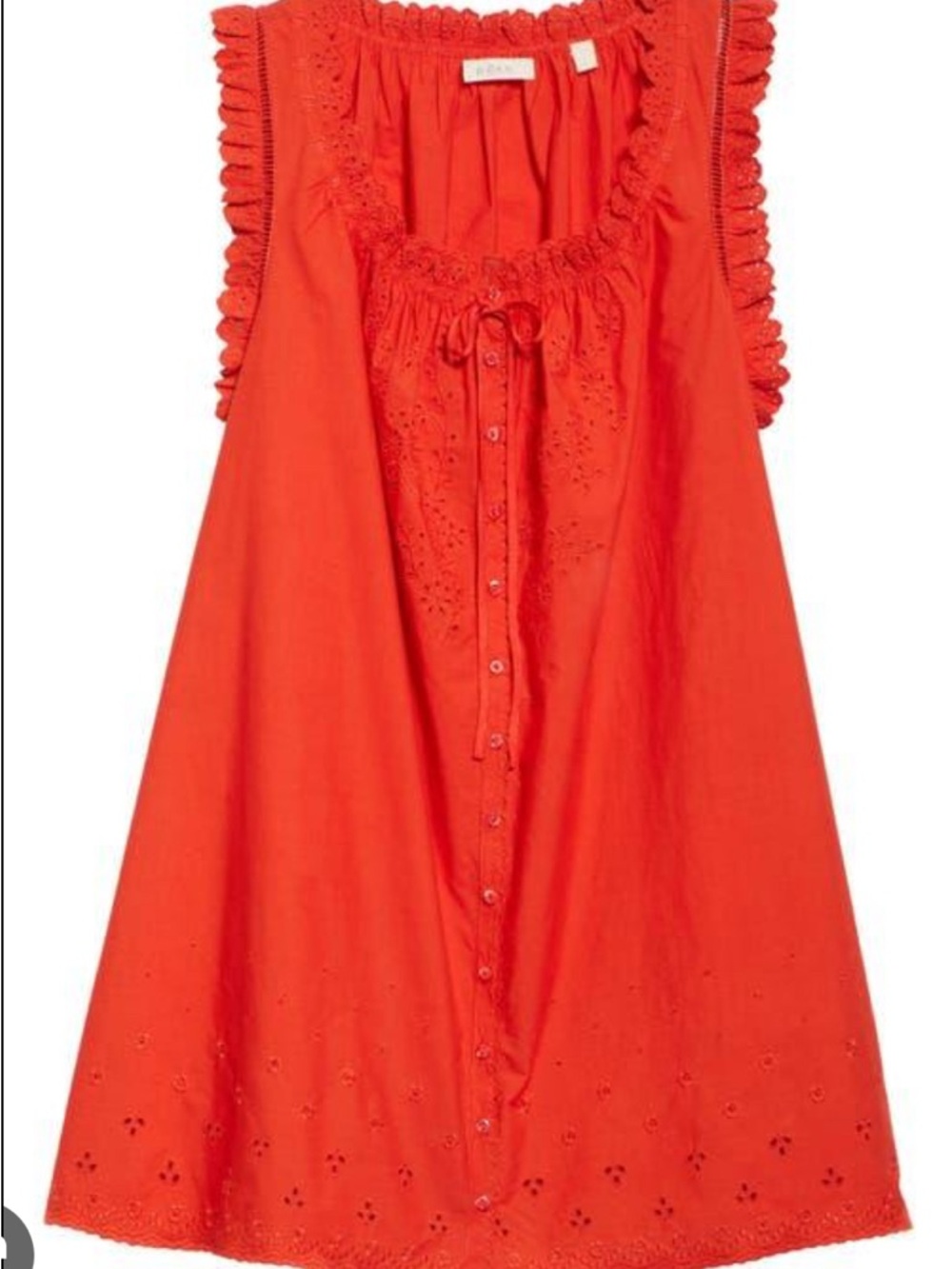 Doen Bright Orange Ruffle-Trim Button-Front Chemise - Picture 2 of 5